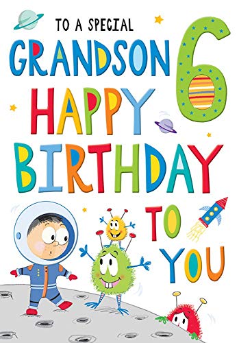 Juvenile Birthday Card Age 6 Grandson - 9 x 6 inches - Regal Publishing, C80578