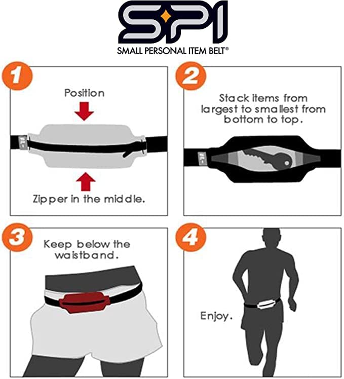 SPIbelt Large Pocket Running Belt for Women Men, Phone Holder for Running, Running Fanny Pack for Women Men, Holder for Phone, Running Waist Pack, No Bounce, Anthracite with Black Zipper, XL-6