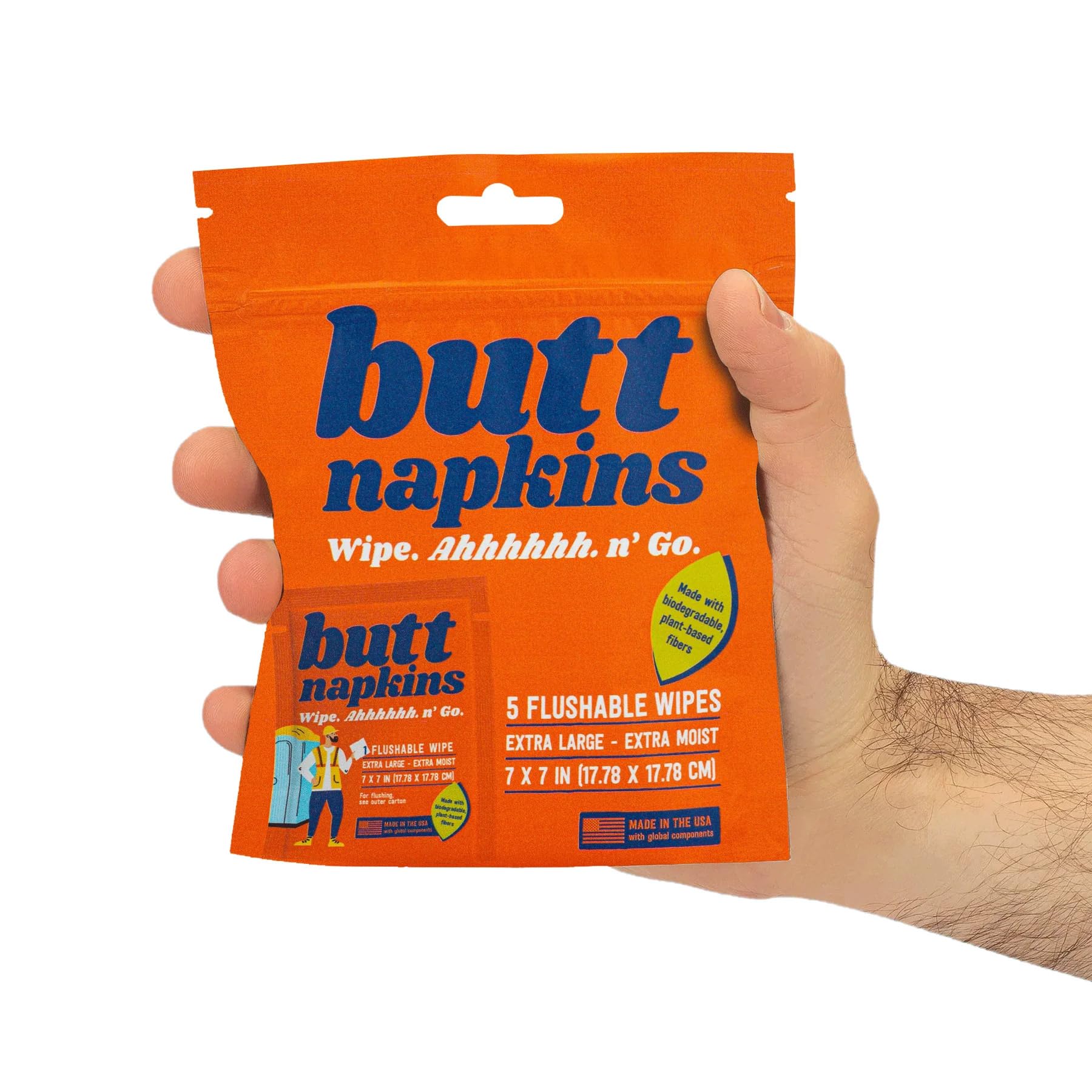 Butt Napkins - Water-Based Flushable Wipes, Individually Wrapped
