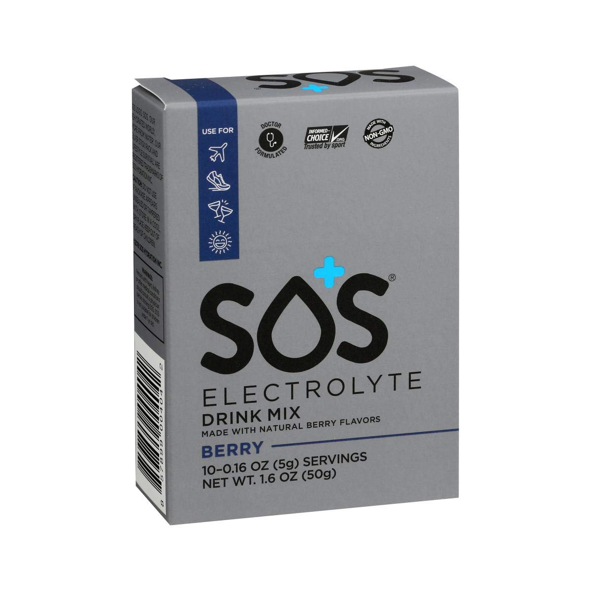 SOS Hydration Doctor Formulated Drink Mix Electrolyte Powder, Berry, 10 Count-4