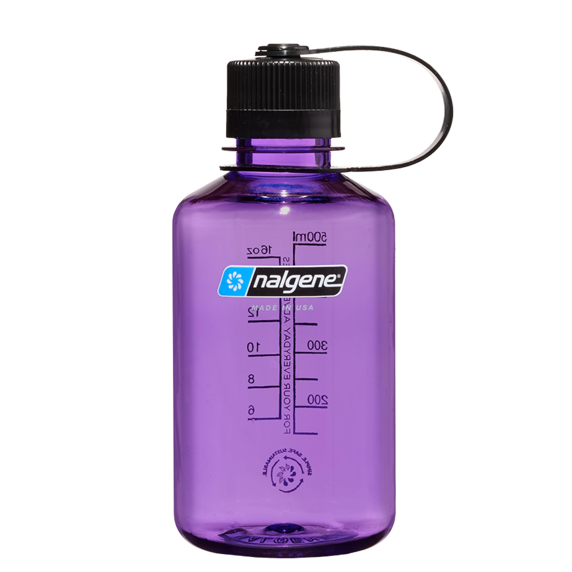 Nalgene Sustain Tritan BPA-Free Water Bottle Made with Material Derived from 50% Plastic Waste, 16 OZ, Narrow Mouth, Purple-1