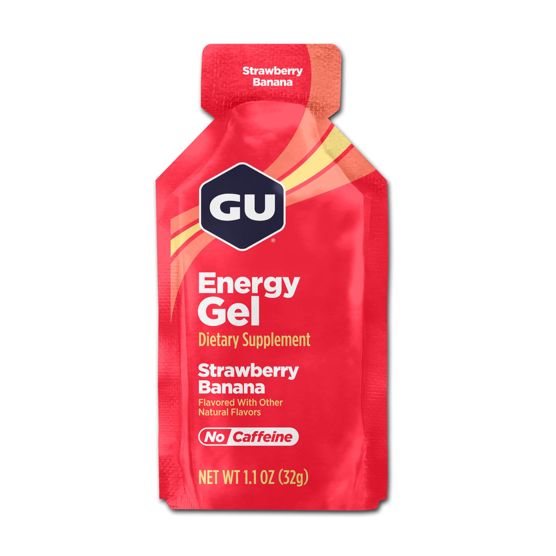 GU Energy Gel Strawberry Banana, GU Naturally Flavored Sports Gel with Caffeinated On-the-Go, Energy Gels 24 Pack Strawberry Banana Flavour for Cycling and Marathon, Sports Nutrition with Electrolytes-1