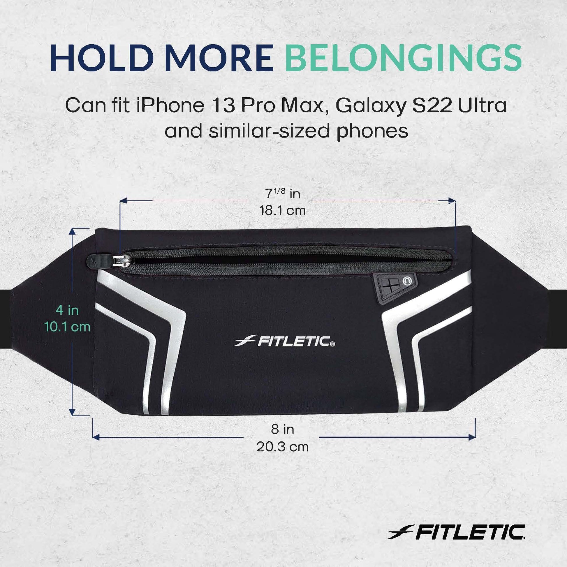 Fitletic Blitz Phone Holder Bum Bag Lightweight and Sleek Running Belt with Dual Adjustable Strap Unisex Waist Bag for Men and Women Ideal Sport Bag for Travel and Outdoor Activities, Black-3