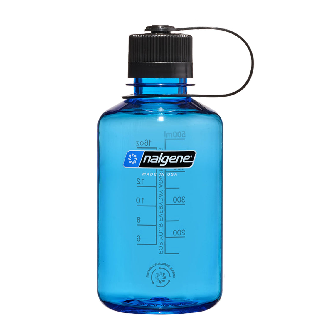 Nalgene Sustain Tritan BPA-Free Water Bottle Made with Material Derived from 50% Plastic Waste, 16 OZ, Narrow Mouth, Slate Blue-1