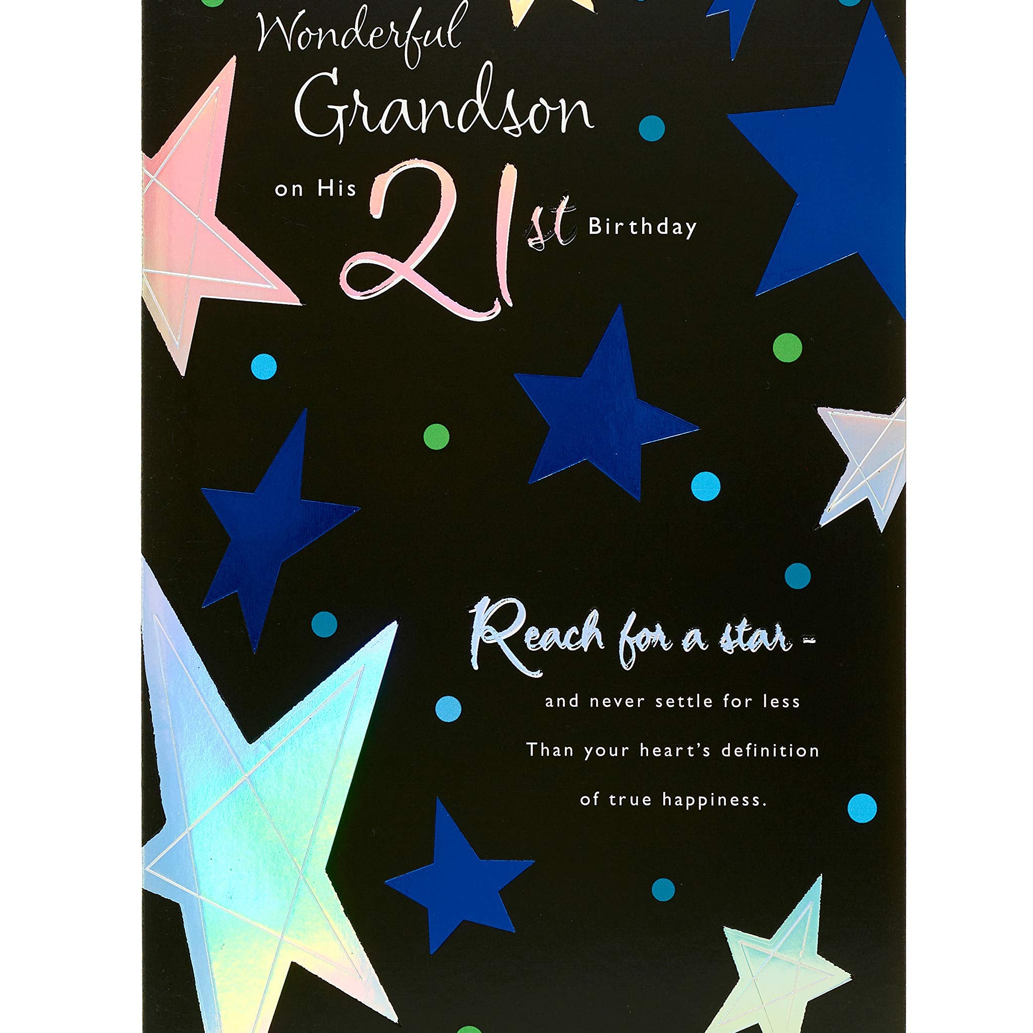 UK Greetings 21st Birthday Card for Grandson - Lovely Design, 149mm x 229mm