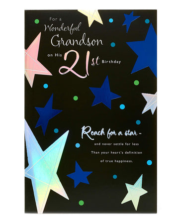 UK Greetings 21st Birthday Card for Grandson - Lovely Design, 149mm x 229mm