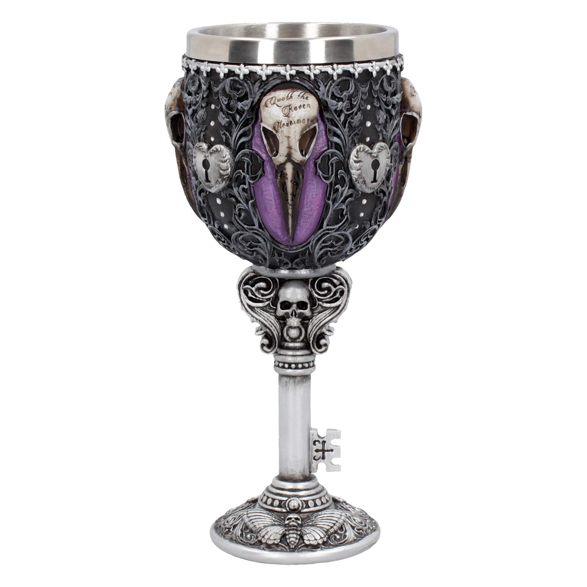 Nemesis Now B4725P9 Edgar's Raven Goblet 18cm, Resin w. Stainless Steel