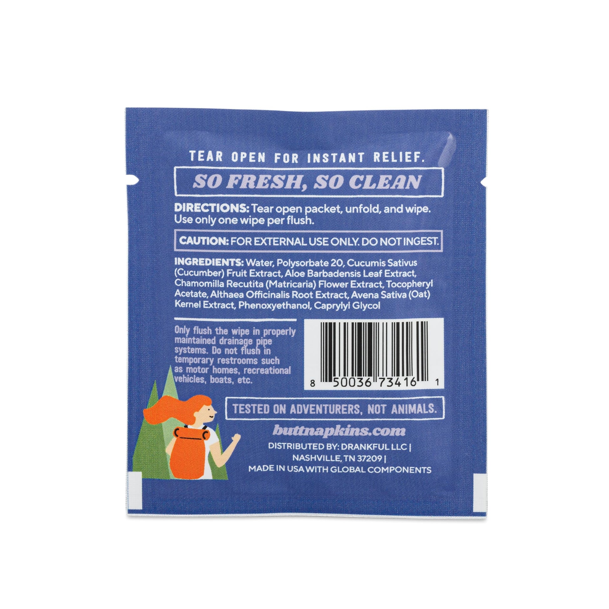 Butt Napkins - Water-Based Flushable Wipes, Individually Wrapped, For On-The-Go & Travel, Running, Camping, Festivals. Unscented & Hypoallergenic, Adult Sized (Camping, 10 Count (Pack of 1))-5