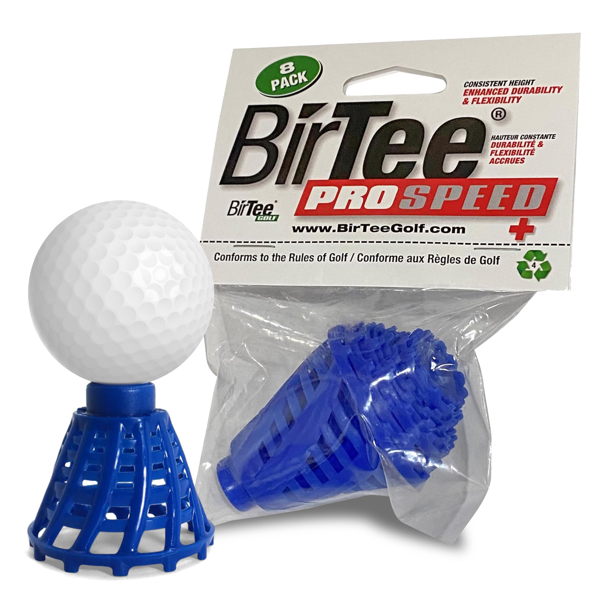 BirTee Golf Tees - PRO Speed PLUS with Flexibility & Durability - 8 Pack. Indoor Golf Tees/Golf Simulator Tees/Winter Plastic Golf Tees