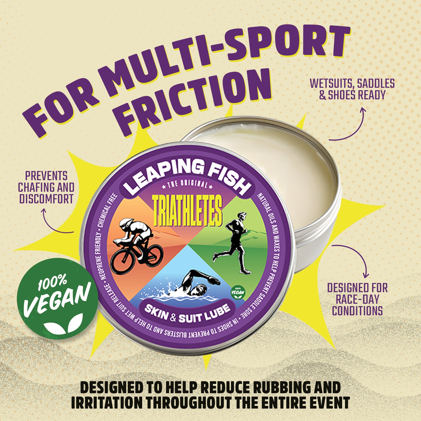 Leaping Fish Triathletes Skin & Suit Lube - 60g Tin