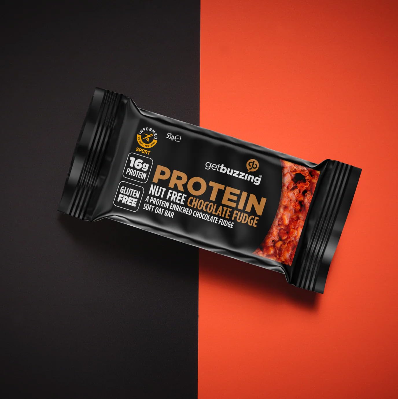 Getbuzzing Nut Free Oat Protein Flapjacks -  Pack of 3 x 55g