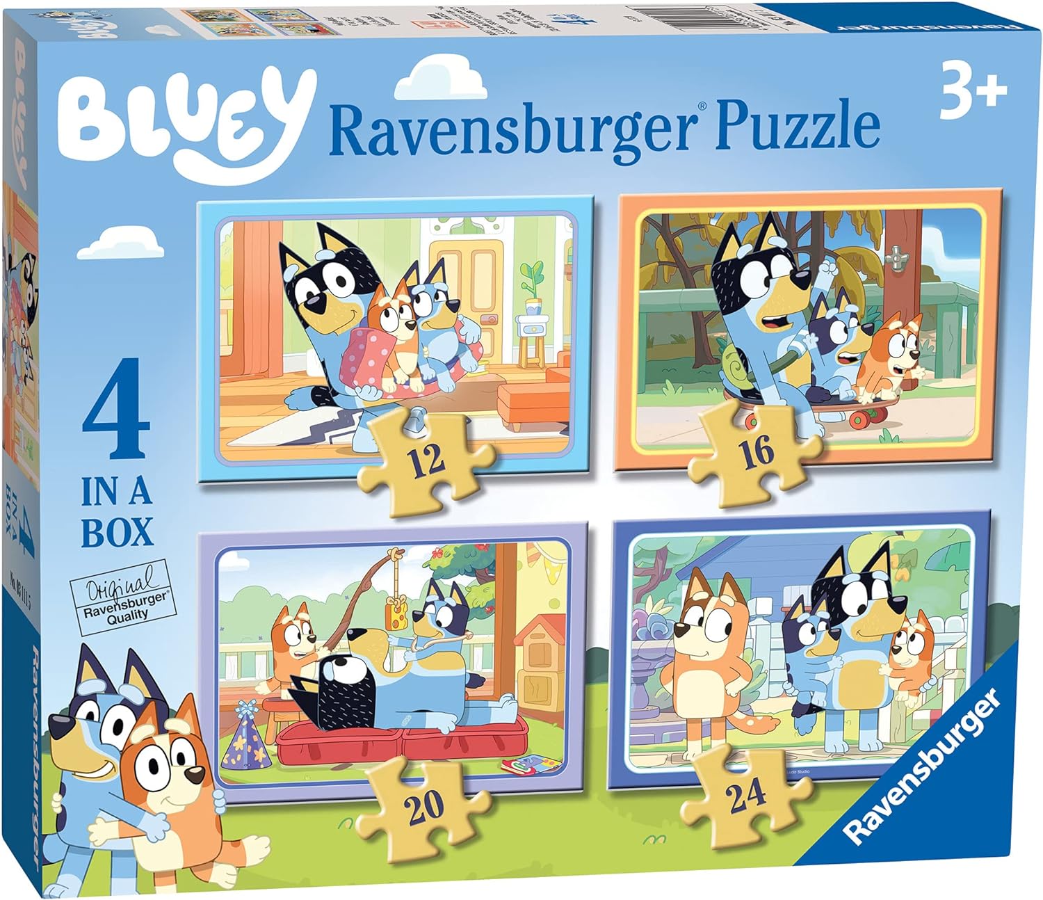 Ravensburger Bluey - 4 in Box (12, 16, 20, 24 Pieces) Kids Jigsaw Puzzles Age 3 Up