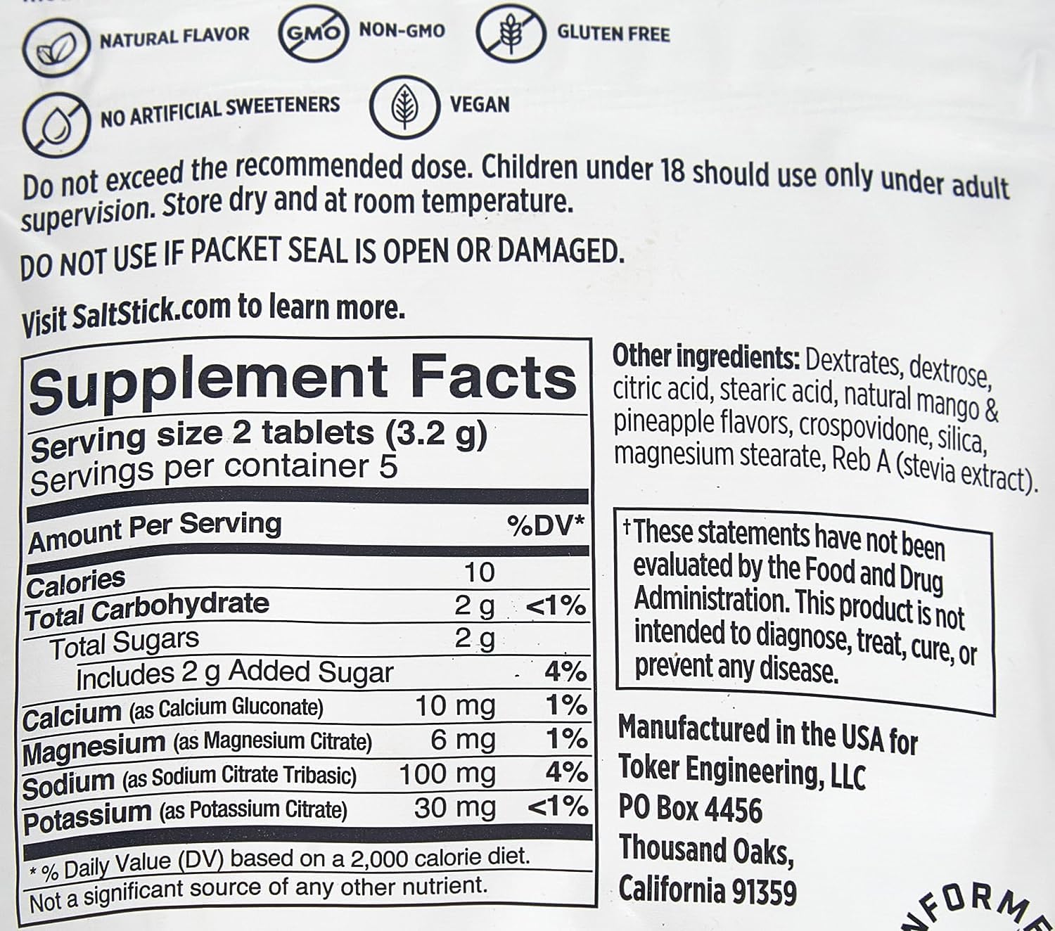 SaltStick Fastchews Electrolyte Replacement - 2 x Packets of 10 Tablets