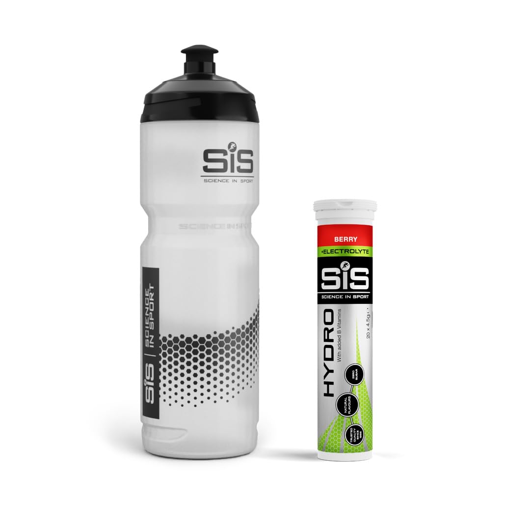 SIS Clear Sports 800ml Drinks Bottle and 1 Tube of Hydro Electrolyte Tablets (20 Tabs) Bundle