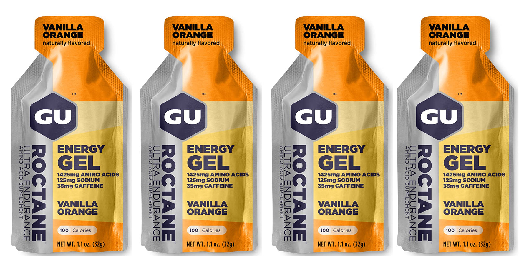 GU Roctane Energy Running Gels - 4 x 32g Sachets