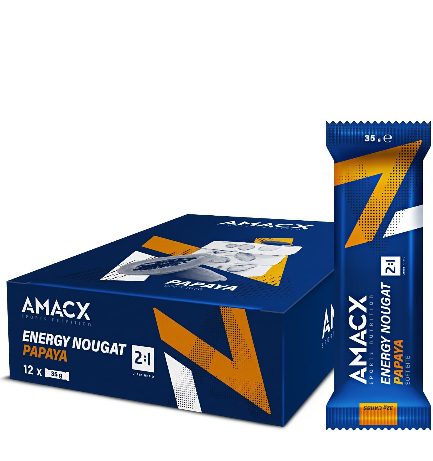 AMACX Energy Bar Nougat Fruit Bars - Pack of 12 x 32 g