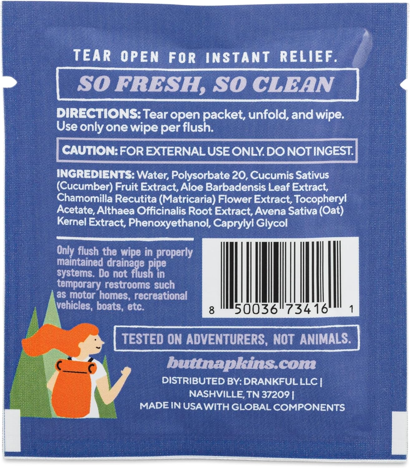Butt Napkins - Water-Based Flushable Wipes, Individually Wrapped