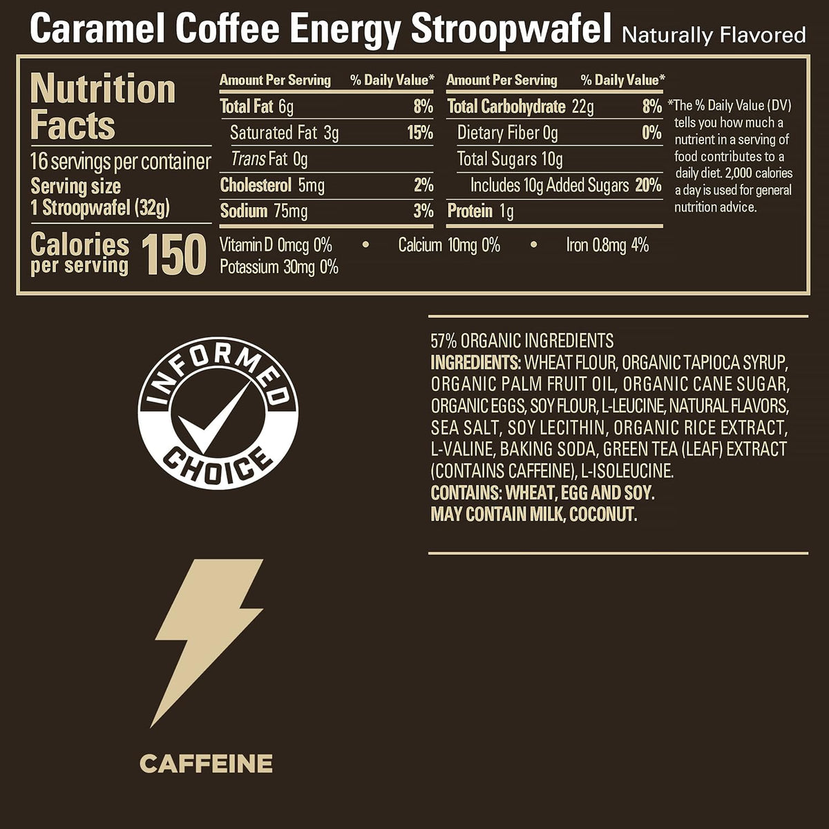 GU Energy Caramel Coffee Stroopwafel Dutch Style Syrup Waffle - Pack of 16