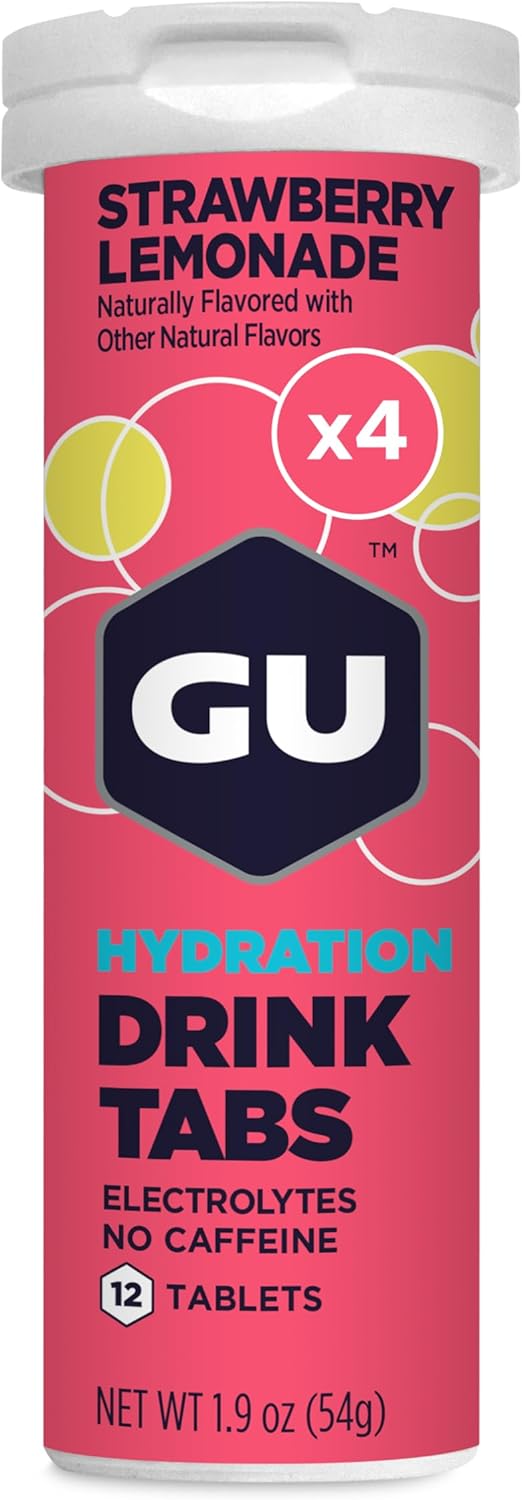 GU Energy Hydration Electrolyte Drink Tablets (Strawberry Lemonade, 4-Count)