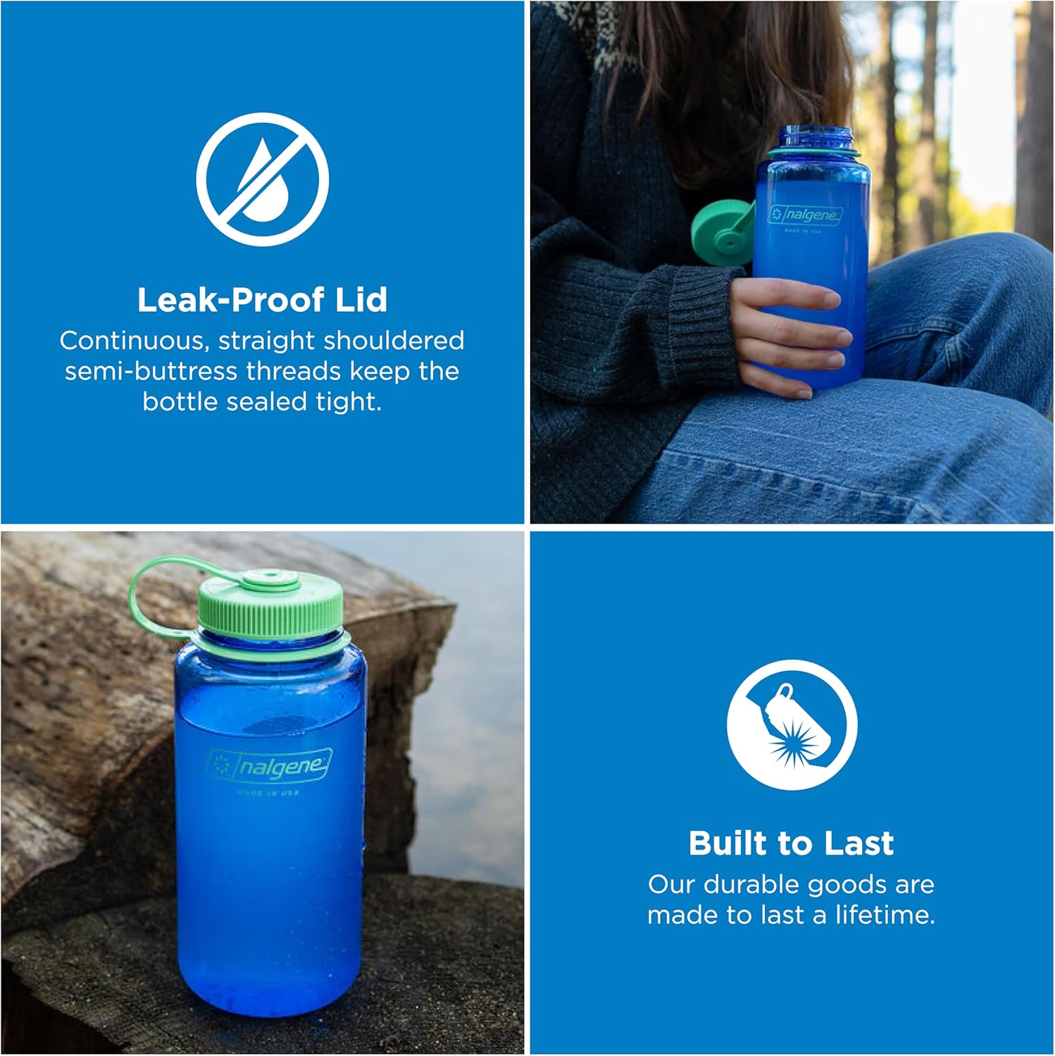 Nalgene COLOUR BLOCK Wide Mouth Water Bottle - 1L / 32oz