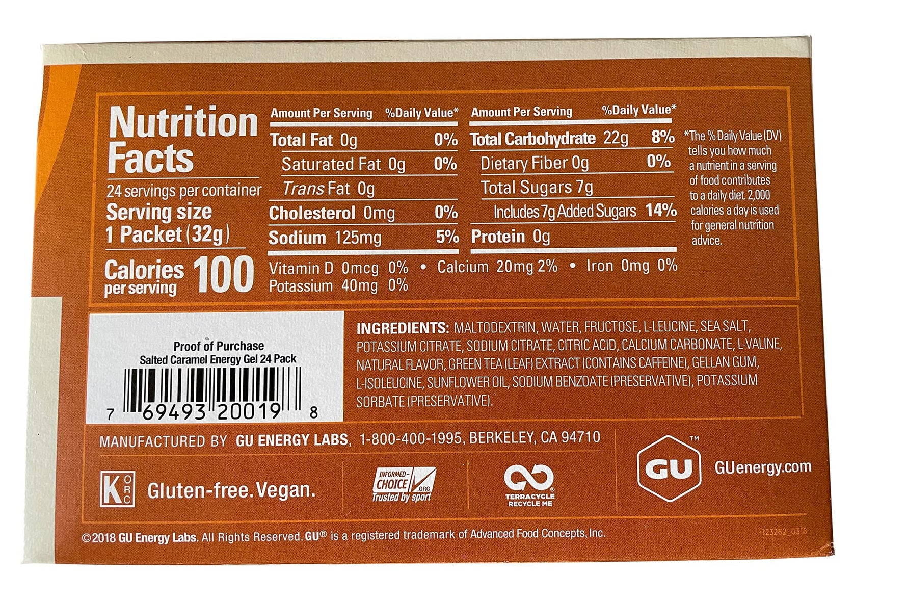 GU Energy Gels - Pack of 12 Salted Caramel Sachets