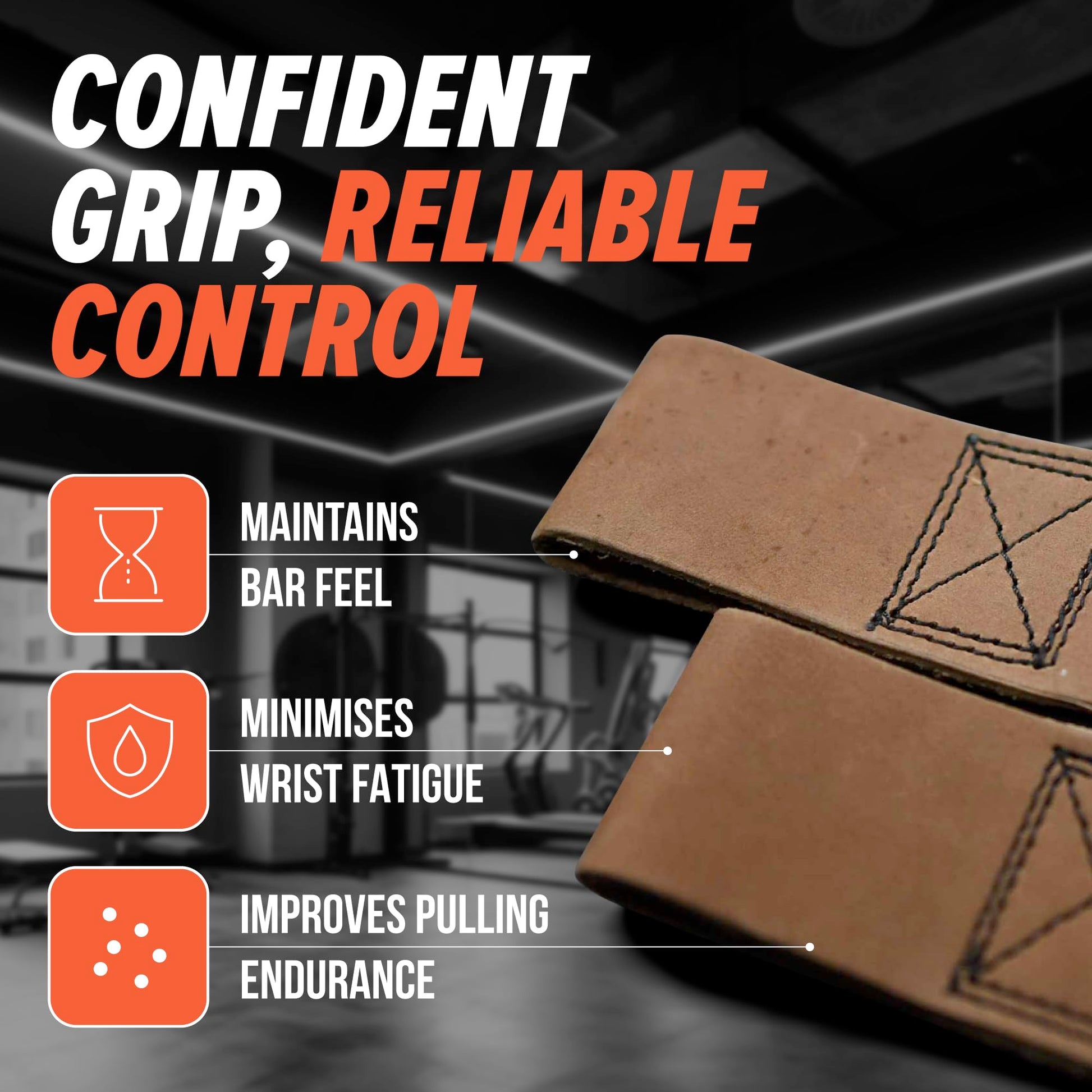 Team Industry x Underdown L325 Signature Edition Tan Leather Deadlift Wrist Wraps - Lat Pulls, Rows Training Accessory