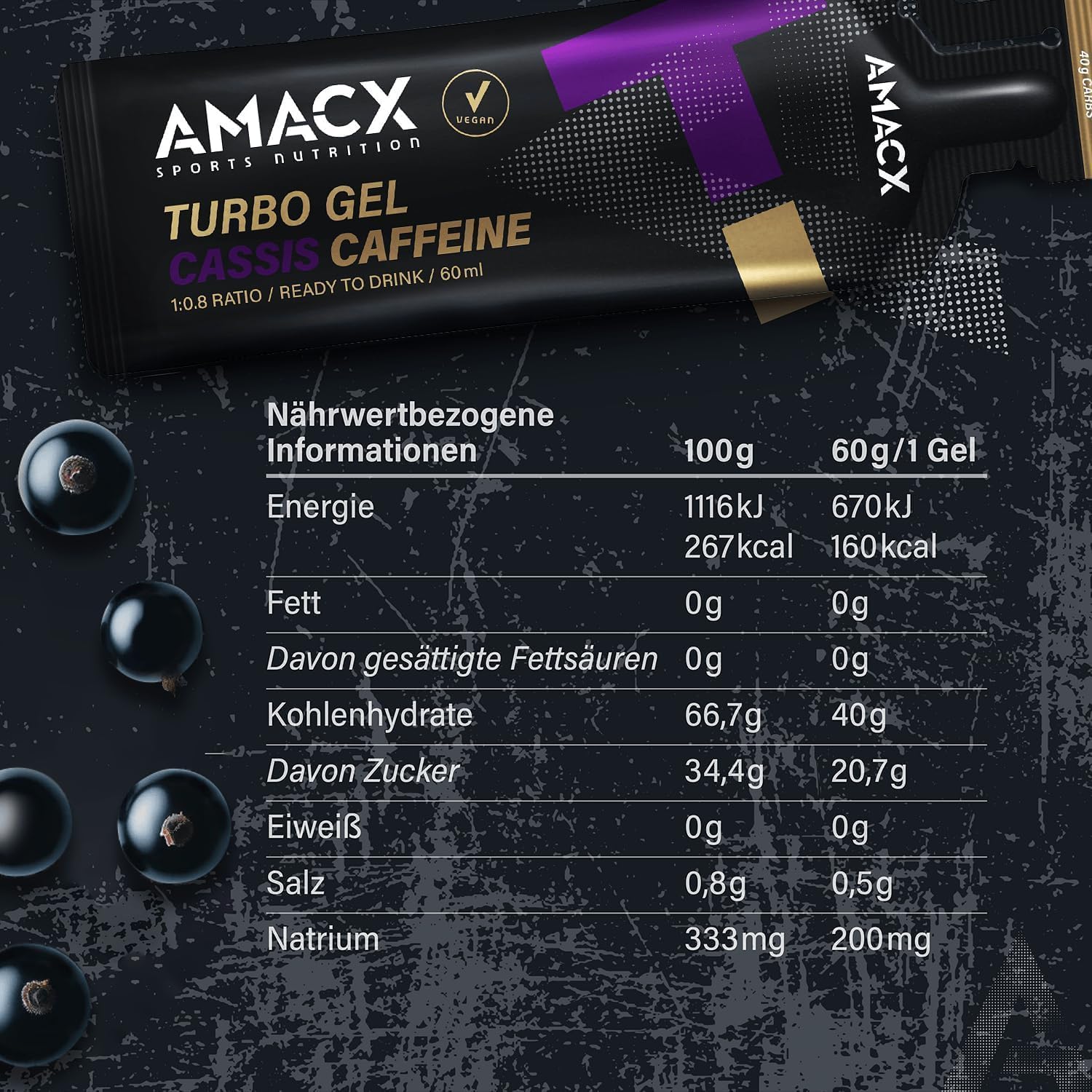 Amacx Turbo Energy Running Gels - 3 x 60ml