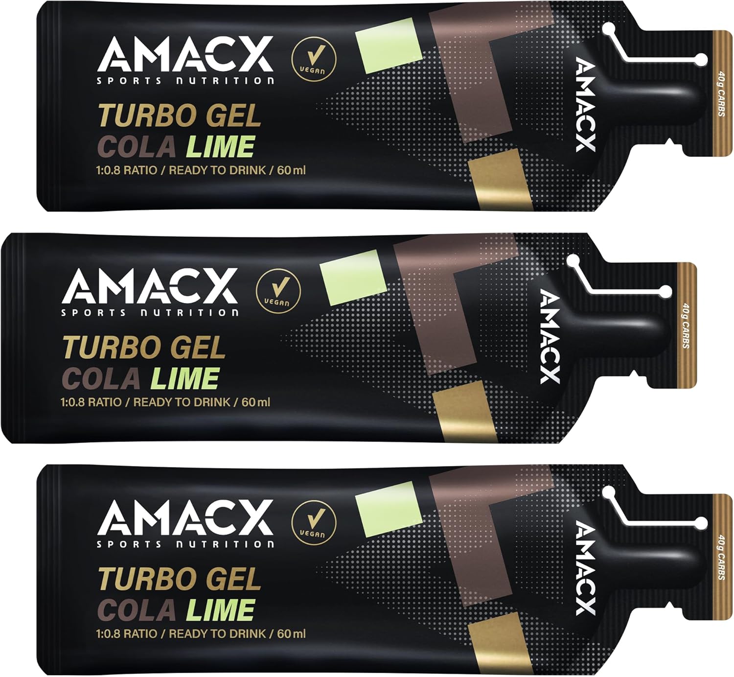 Amacx Turbo Energy Running Gels - 3 x 60ml