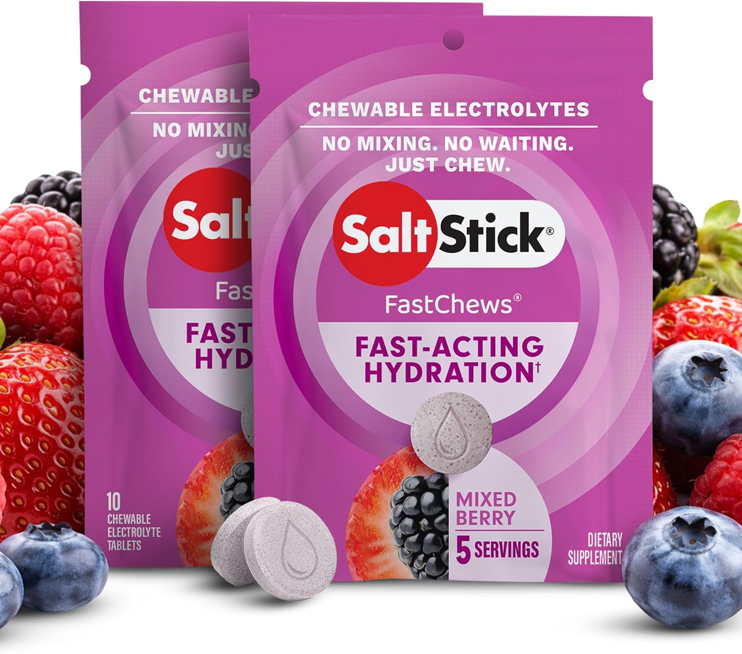 SaltStick Fastchews Electrolyte Replacement - 2 x Packets of 10 Tablets