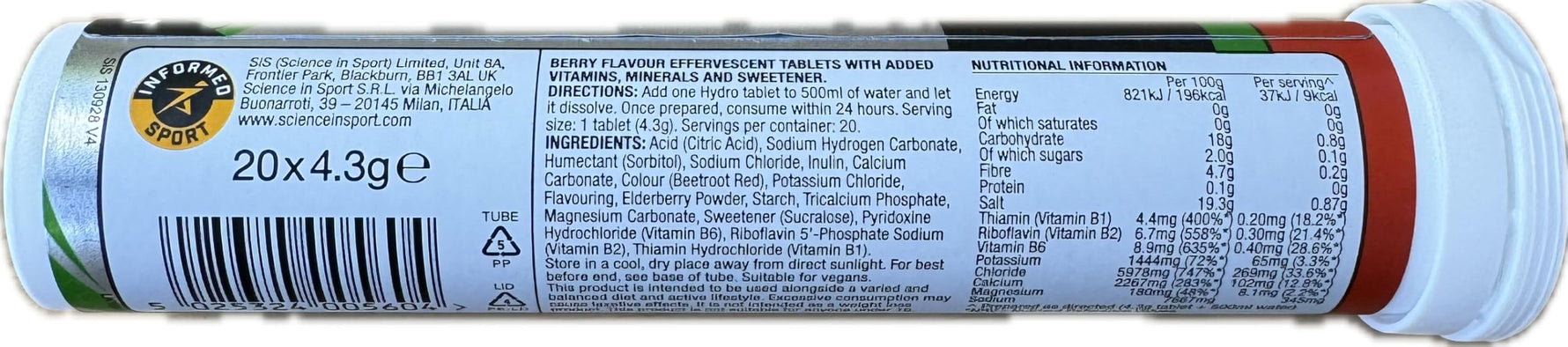 SiS Hydro Electrolyte Tablets - 20 Tabs Per Tube