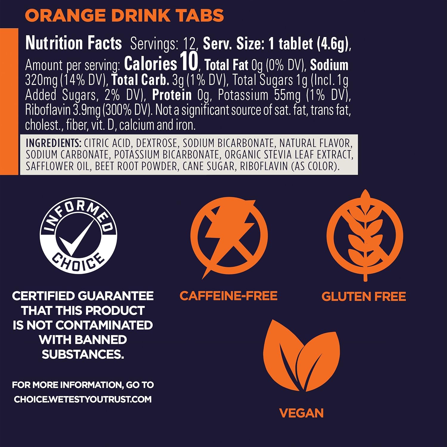GU Energy Hydration Electrolyte Drink Tablets, Orange, 4-Count