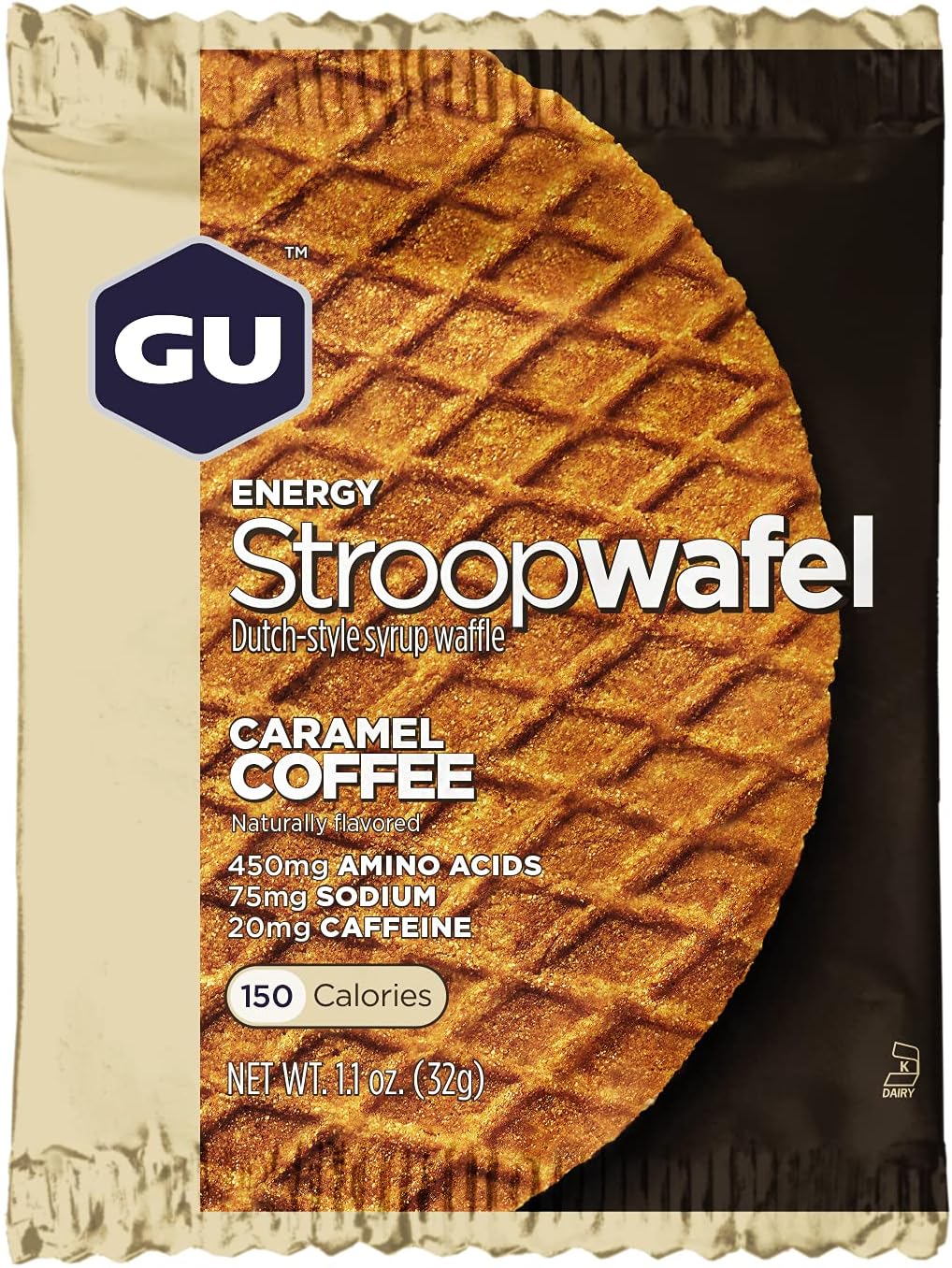 GU Energy Caramel Coffee Stroopwafel Dutch Style Syrup Waffle - Pack of 16