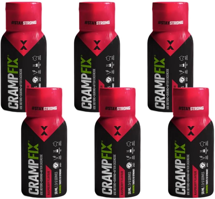 Crampfix Flip-Top Lid 50ml Squeeze Shot Bottle - Fast & Effective Relief from Muscle Cramp for Running, Cycling, Swimming & All Intensive Exercise - 6 Pack