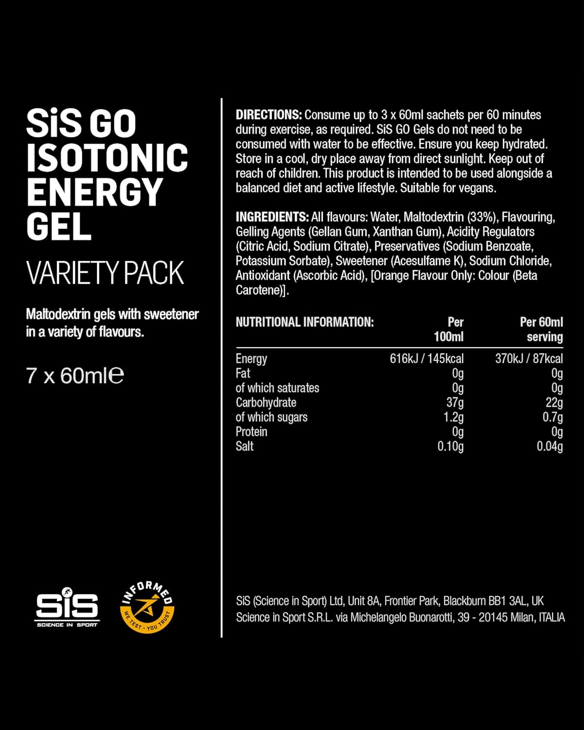 Science In Sport GO Isotonic Energy Gels