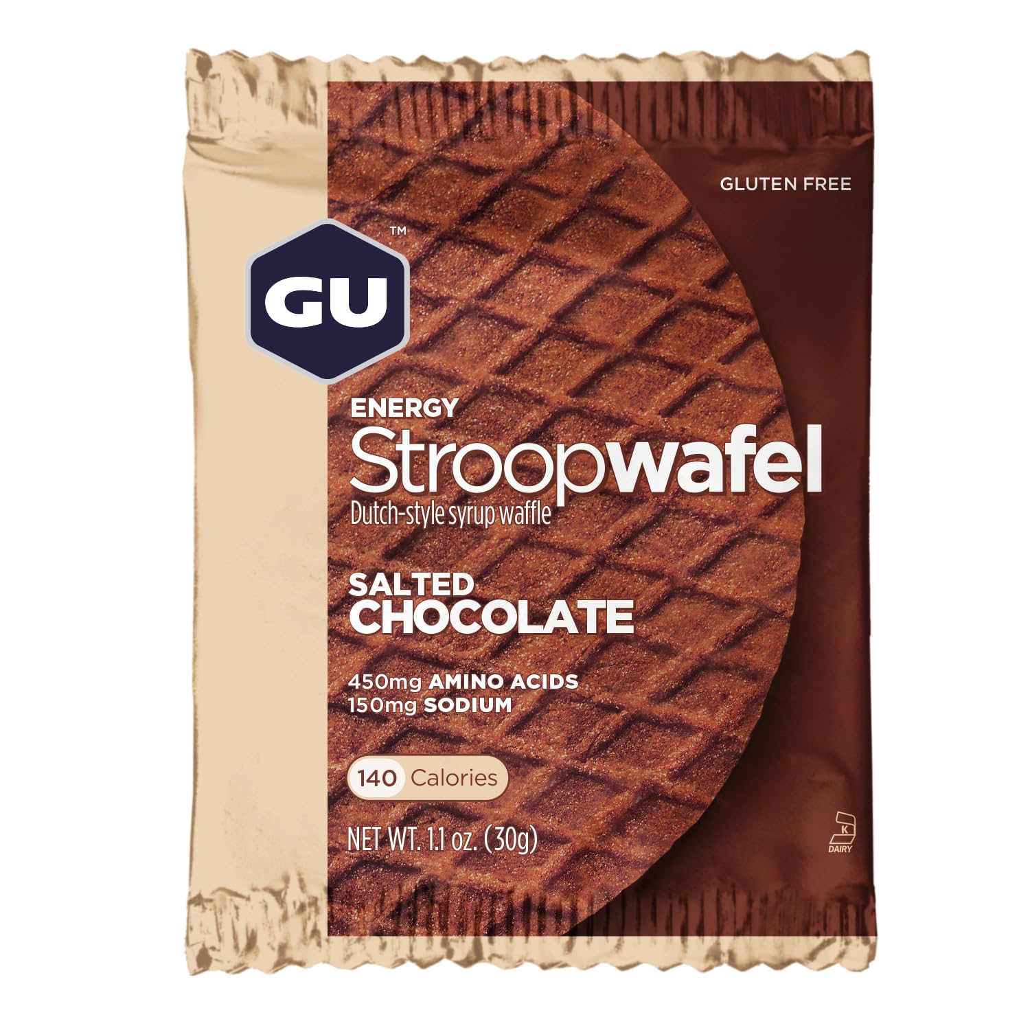 GU Energy Salted Chocolate Stroopwafel Dutch Style Syrup Waffle - Pack of 16