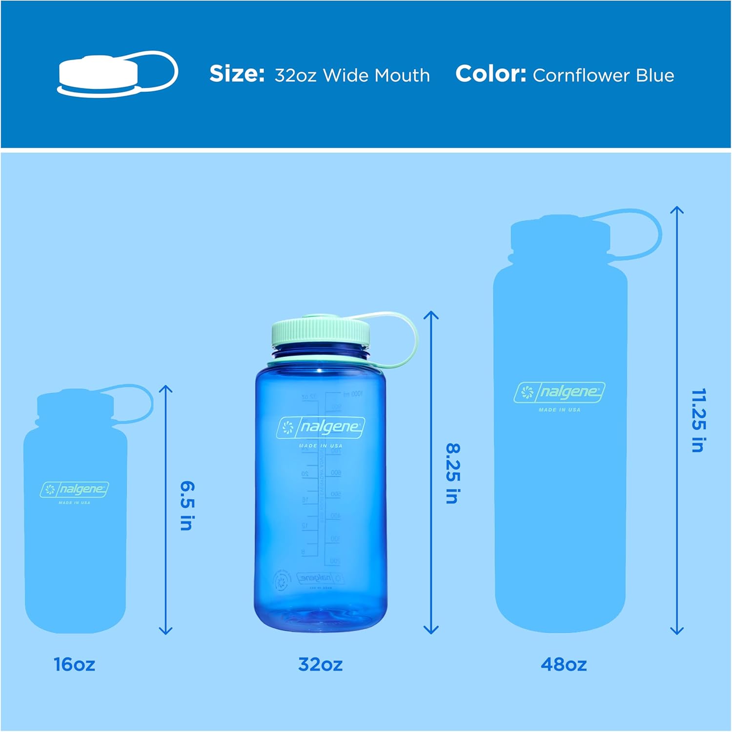 Nalgene COLOUR BLOCK Wide Mouth Water Bottle - 1L / 32oz