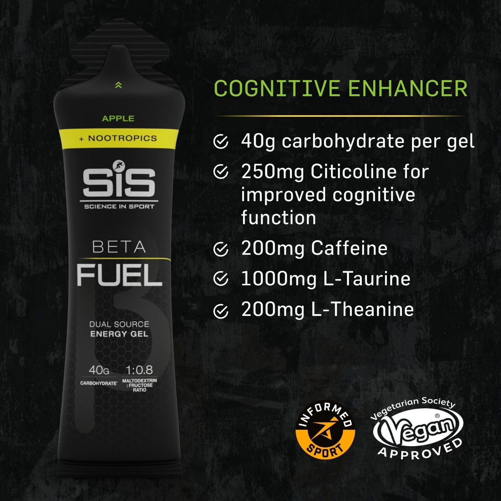 SIS Beta Fuel + Nootropics Energy Gels - 6 Pack