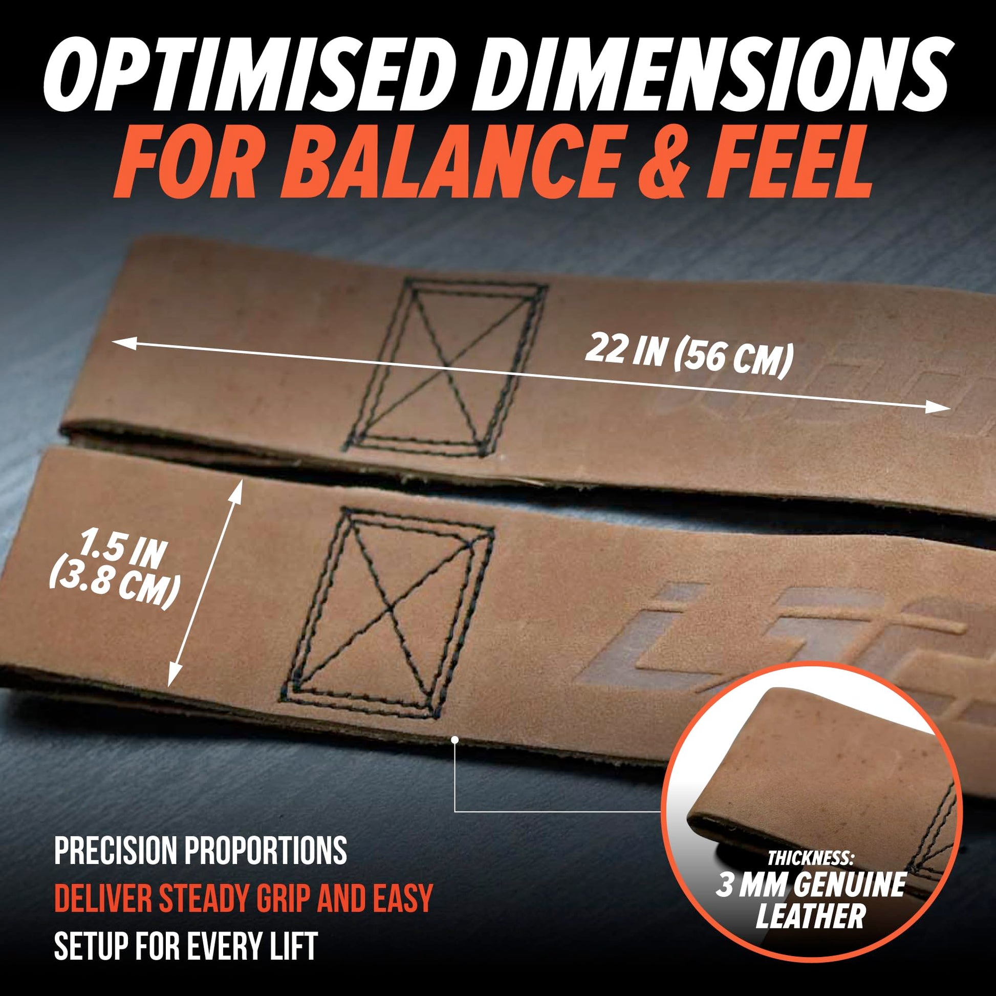 Team Industry x Underdown L325 Signature Edition Tan Leather Deadlift Wrist Wraps - Lat Pulls, Rows Training Accessory