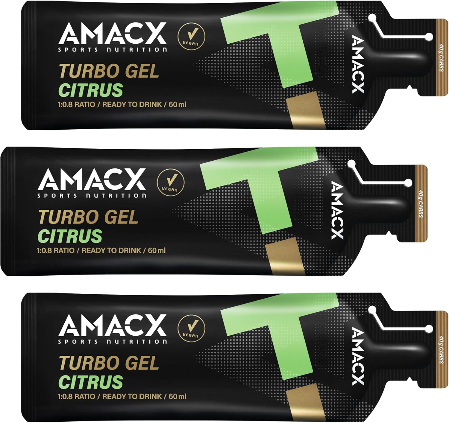 Amacx Turbo Energy Running Gels - 3 x 60ml