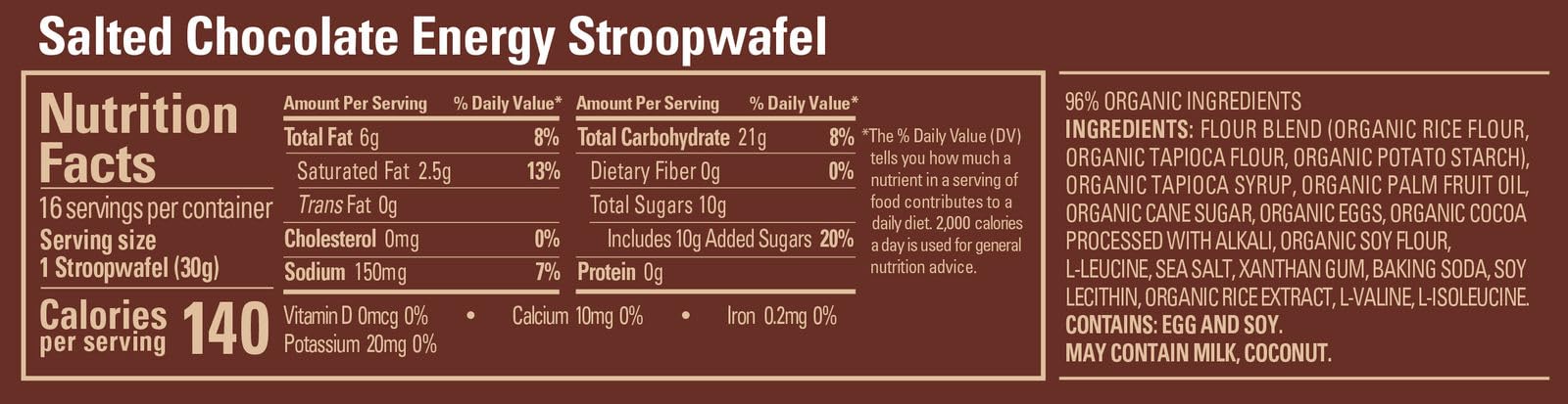 GU Energy Salted Chocolate Stroopwafel Dutch Style Syrup Waffle - Pack of 16