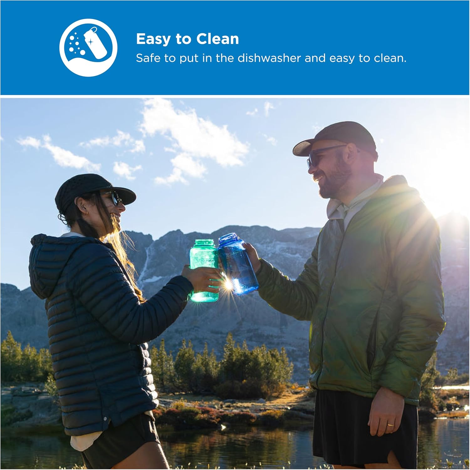 Nalgene COLOUR BLOCK Wide Mouth Water Bottle - 1L / 32oz