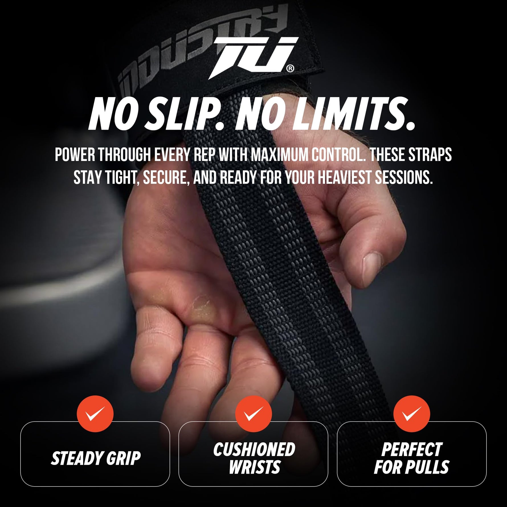 Industry Professional No-Slip Weightlifting Wrist Straps