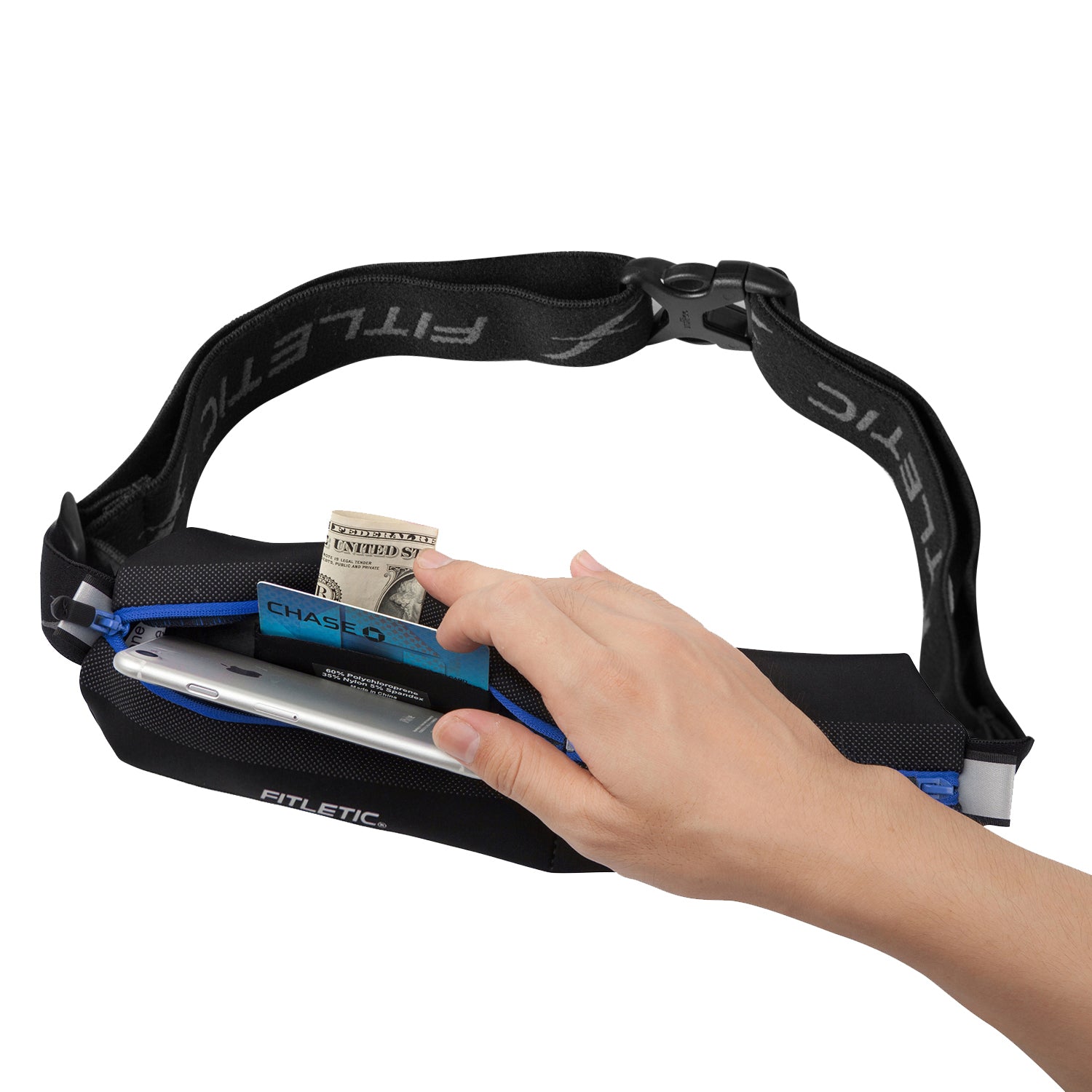 Fitletic Bolt Double Pocket Running Belt & Active Fanny Pack for Men & Women