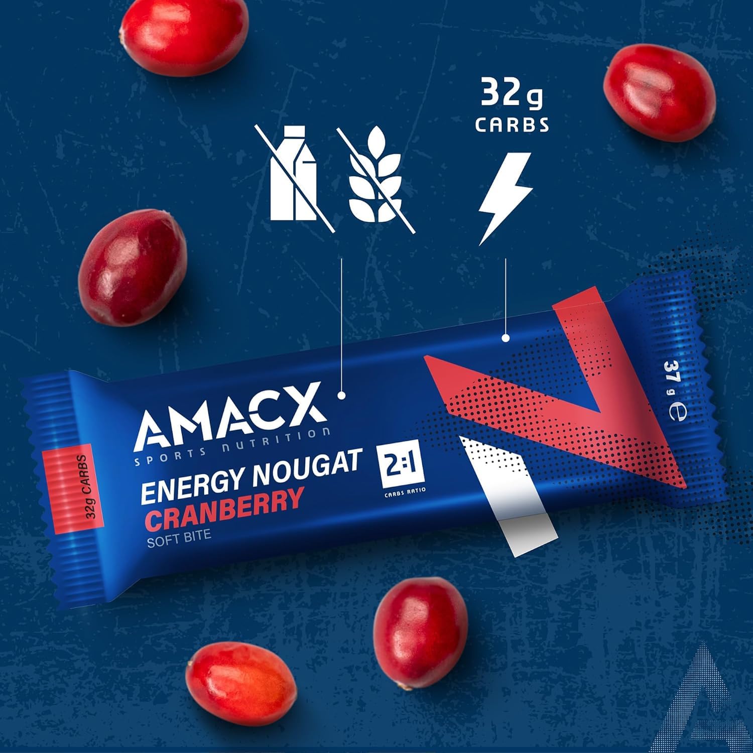 AMACX Energy Bar Nougat Fruit Bars - Pack of 12 x 32 g