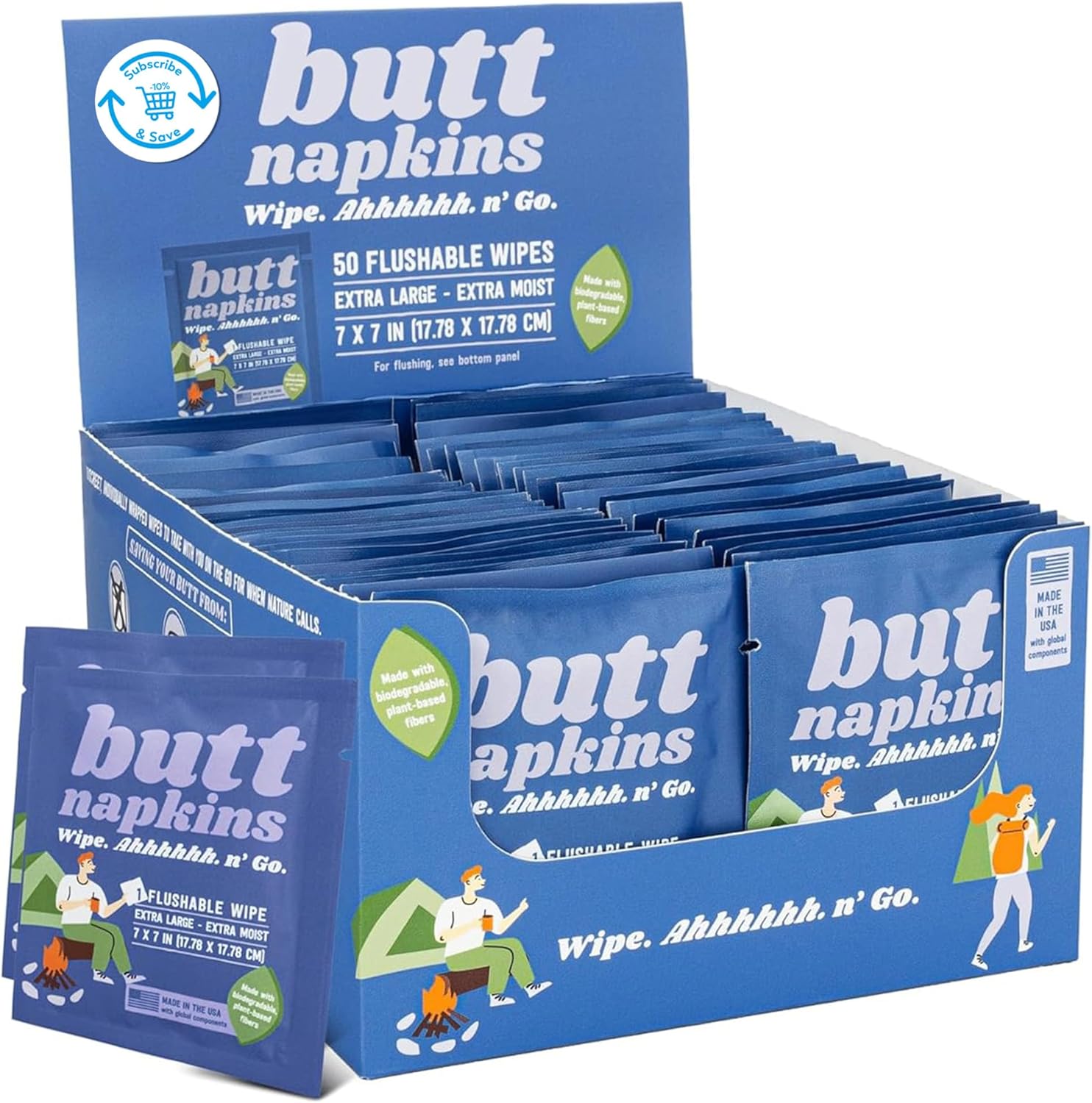 Butt Napkins - Water-Based Flushable Wipes, Individually Wrapped