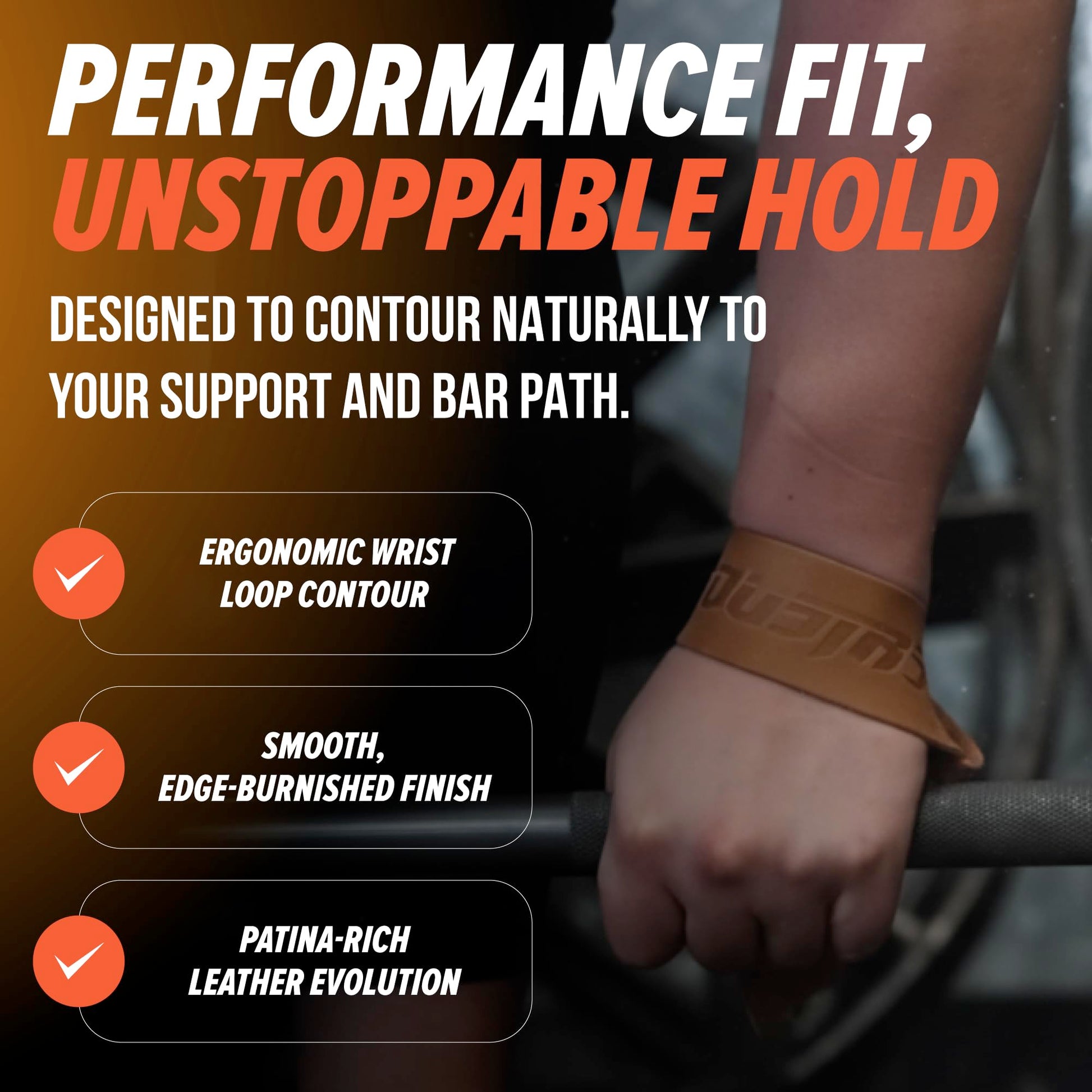 Team Industry x Underdown L325 Signature Edition Tan Leather Deadlift Wrist Wraps - Lat Pulls, Rows Training Accessory