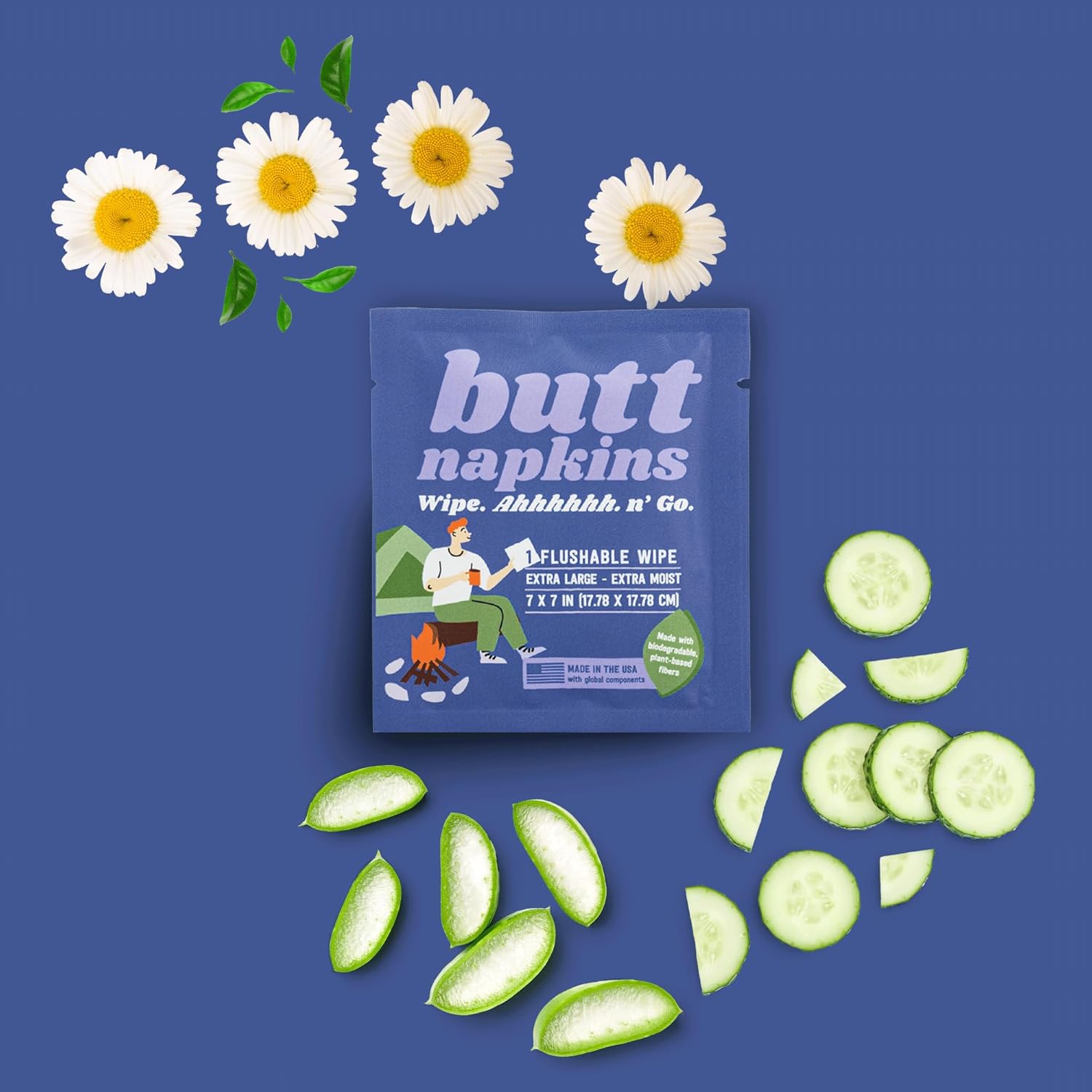 Butt Napkins - Water-Based Flushable Wipes, Individually Wrapped