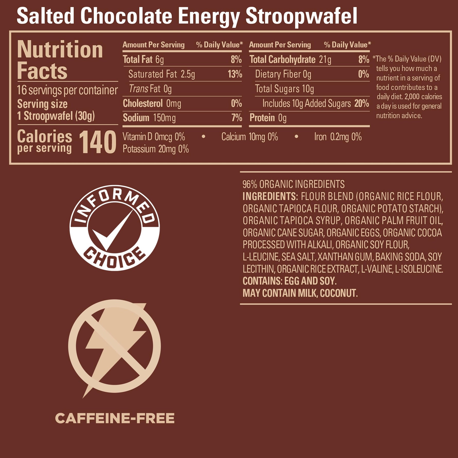 GU Energy Salted Chocolate Stroopwafel Dutch Style Syrup Waffle - Pack of 16