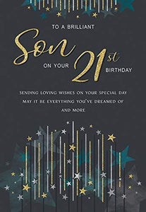 Modern Milestone Age Birthday Card 21st Son - 9 x 6 inches - Regal Publishing