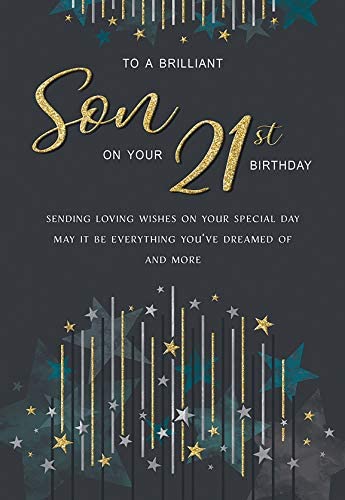 Modern Milestone Age Birthday Card 21st Son - 9 x 6 inches - Regal Publishing